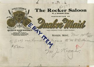 1917 M J Keogh The Rocker Saloon Montana Letterhead Butte H A Galloway Anaconda