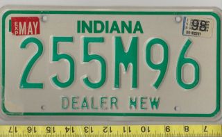 1998 Indiana Dealer License Plate 255m96