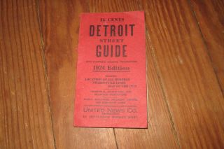 Vintage 1924 Detroit Street Guide Map Railroad Depots Steamship Lines,