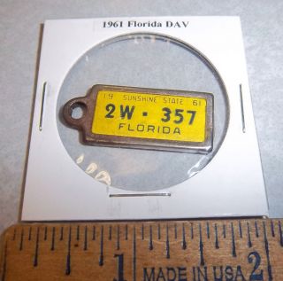 1961 Florida 2w357 Dav Mini License Plate Keychain Disabled American Vet