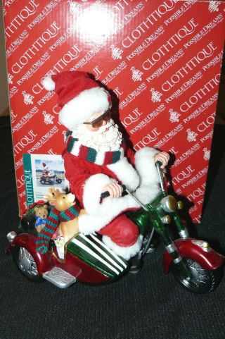 Possible Dreams Clothtique Christmas Carpool 71162 Santa On Motorcycle Mib