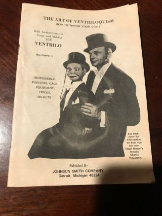 The Art Of Ventriloquism Booklet With Edgar Bergen & Charlie Mccarthy Ca 1940s