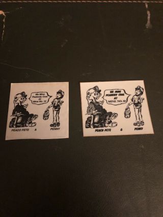 2 Vintage Peabody Coal Mining Stickers Peaco Pete And Penny Very Rare