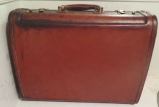 Gralnick Brothers Vintage Saddle Leather Luggage Suitcase Rustic Look