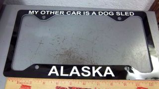 My Other Car Is A Dog Sled Alaska Plastic License Plate Frame - Made In Usa