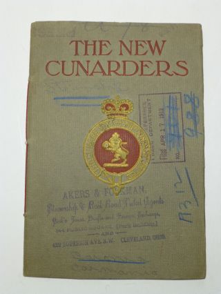 Cunard Ss Caronia & Carmania Rare Promo Book W Ports Filed April 17 1912 Titanic