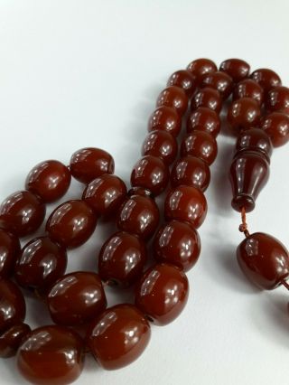 Red Stone Amber Bakelite Islamic Masbaha Prayer Beads 33 Size Faturan Osmanli