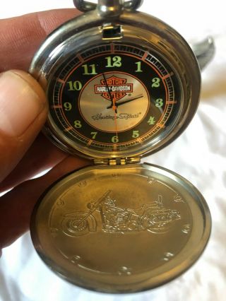 Franklin Harley Davidson Heritage Softail Motorcycle Pocket Watch w/ Stand 3
