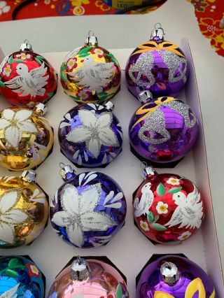 12 X vintage Hand Painted Made In Poland Christmas ornaments Lt701 3