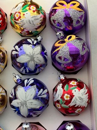 12 X vintage Hand Painted Made In Poland Christmas ornaments Lt701 8
