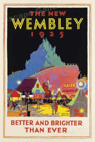 The Wembley London 1925 Vintage Style Travel Poster - 16x24