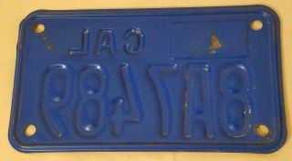 Vintage 1971 California CA Motorcycle License Plate Tag Blue & Gold 2