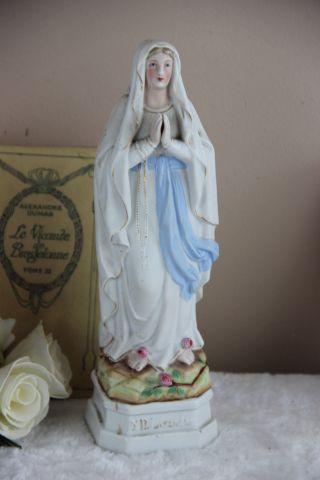 French Antique Porcelain Notre Dame De Lourdes Figurine Statue Religious