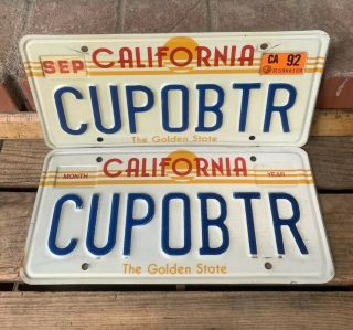 Vintage California License Plates 80’s Personalized Vanity “cupobutr”
