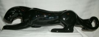 Vintage Black Jaguar Panther Mid Century Planter 15 1/2 Inches Modern Ceramic