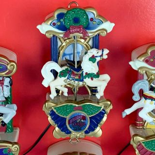 Vintage Mr Christmas Holiday Lighted Musical Carousel Horses 21 Carols Ornaments 3
