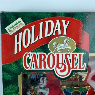 Vintage Mr Christmas Holiday Lighted Musical Carousel Horses 21 Carols Ornaments 8