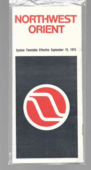 1975 Northwest Orient Airlines System Timetable - September 15,  1975