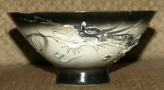 Dragonware Rare Nippon Bowl Wales China Japanese Ceramic Moriage Raised Black