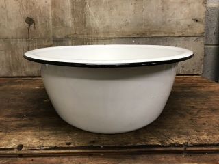 Vintage Porcelain Enamel Baby Bath Tub Wash Basin Large Oval White 4