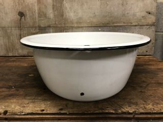 Vintage Porcelain Enamel Baby Bath Tub Wash Basin Large Oval White 6