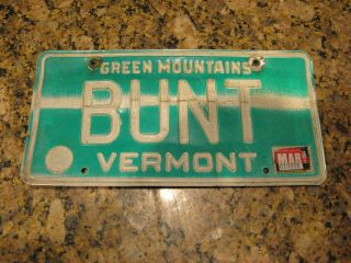 1981 81 Vermont Vt License Plate Vanity Bunt Baseball Batter Bunting