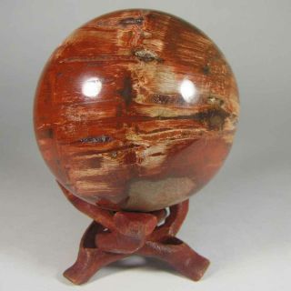 2.  4 " Petrified Wood Sphere Ball W/ Stand - Madagascar - 62mm