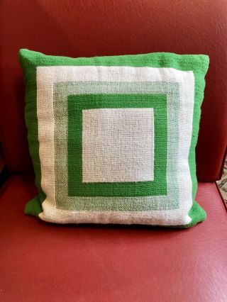 Vintage Mid Century 60’s 70’s Green Geometric Cushion Retro 14”x14”