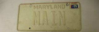 1979 79 Maryland Md License Plate Vanity Main