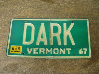 1967 67 1968 68 Vermont Vt License Plate Vanity Dark