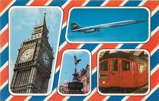 London England Uk British Overseas Airways Concorde Vintage Postcard View
