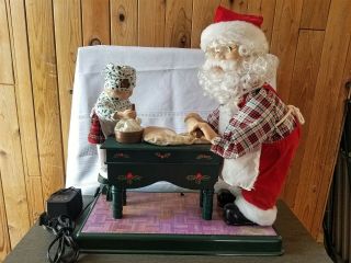 Vintage Telco Motion - Ette Animated Santa Claus Baking Rolling Pin Great