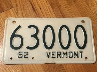 1952 Vermont License Plate Great Number