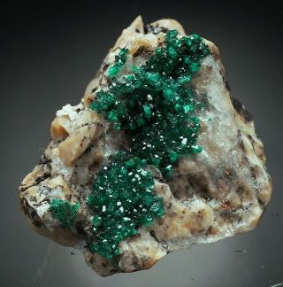 Dioptase - Crystals On Calcite Rare - Kazakhstan /ak906