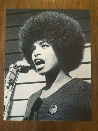 Angela Davis C.  1971 Print Poster Wearing Black Panther Huey Newton Badge
