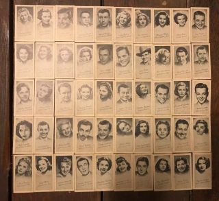 1947 Peerless Scales Movie Star 50 Card Set From The Owl Drug Store Rare