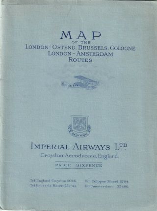 Imperial Airways London Brussels Cologne & Amsterdam Airline Route Maps