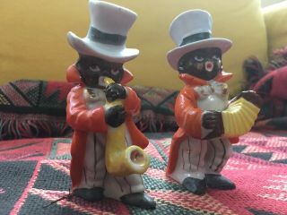 1940s VINTAGE BLACK AMERICANA horn & accordion MUSICIAN SALT AND PEPPER SHAKERS 7