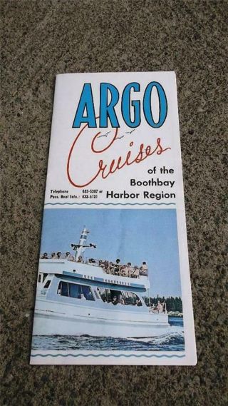 1960s Brochure & Map Boat Trips Argo Cruises Boothbay Harbor Maine Eliot Winslow