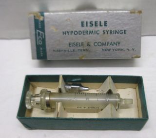 Vintage Glass Medical Hypodermic Syringe Eisele Co 8324y Mark 2cc Box