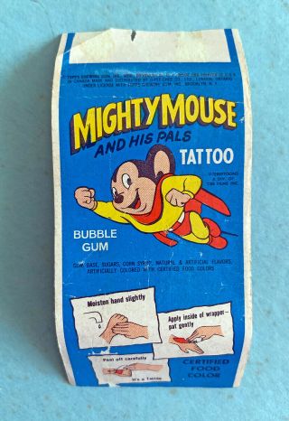 Mighty Mouse And His Pals Tattoo Wrapper 1965 Topps Bubble Gum Whale