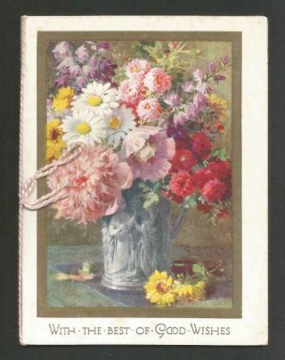V30 - Vase Of Flowers - Raphael Tuck Folding Vintage Xmas Card