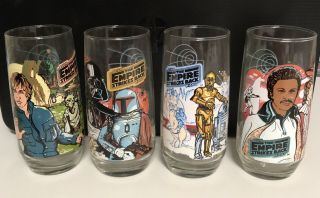 Vintage Star Wars Empire Strikes Back 1980 Burger King Glasses Complete Set 4