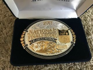 Montana Silversmiths 2017 Nfr Belt Buckle W Gold Stone Las Vegas Le 998 - 2000