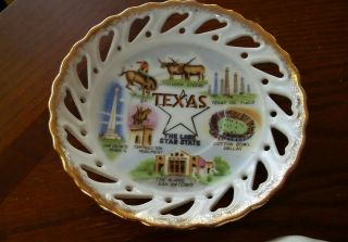 Texas State Mini Souvenir Vintage Tea Cup And Saucer Set Lone Star Cowboy Alamo 2