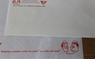 BOZO THE CLOWN LAUREL & HARDY LETTERHEAD STATIONARY LARRY HARMON PICTURES 3