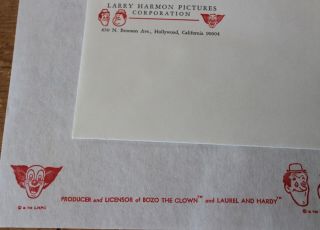 BOZO THE CLOWN LAUREL & HARDY LETTERHEAD STATIONARY LARRY HARMON PICTURES 4