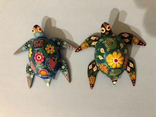 2 - Roberta Angeles Wood Carving Sea Turtle Oaxaca Mexican Art Alebrije 2