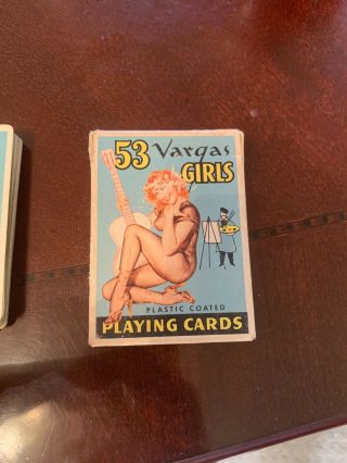 Vintage 1953 " 53 Vargas Girls " Pin - Ups Risque Playing Cards Complete W/box