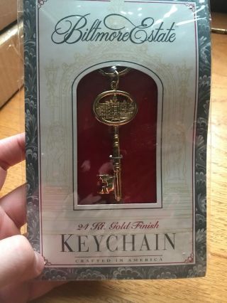 1993 Biltmore Estate Ashville Nc Golden Key Keychain Souvenir 24k Gold Plated